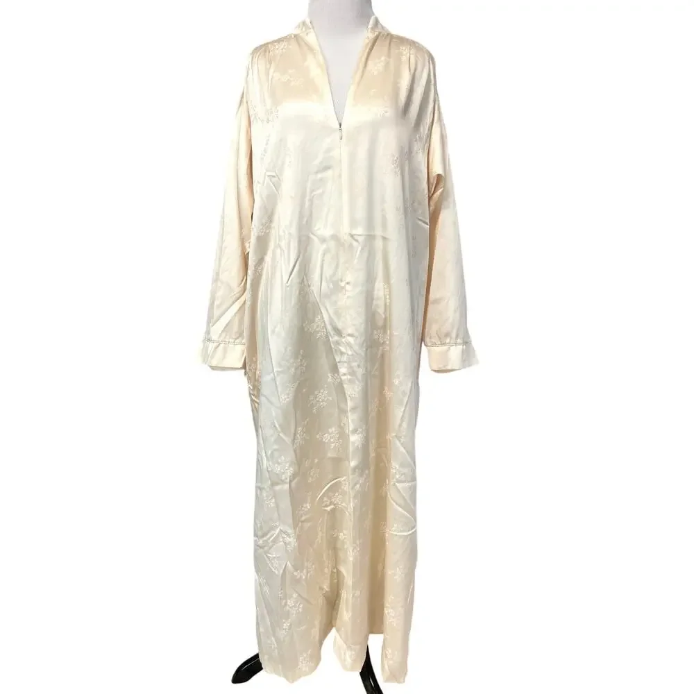Vintage Oscar De La Renta Neiman Marcus Night Gown S Yellow Floral Satin Lace